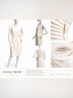 ✨ Ivanka Trump Ivory Pleated Sheath Dress – Size 12